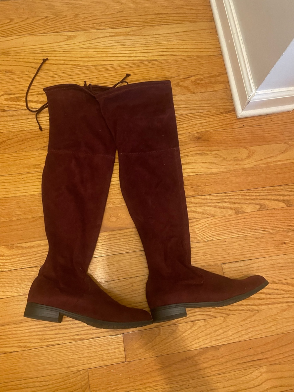 Women's Over-the-Knee Suede Boots - Burgundy